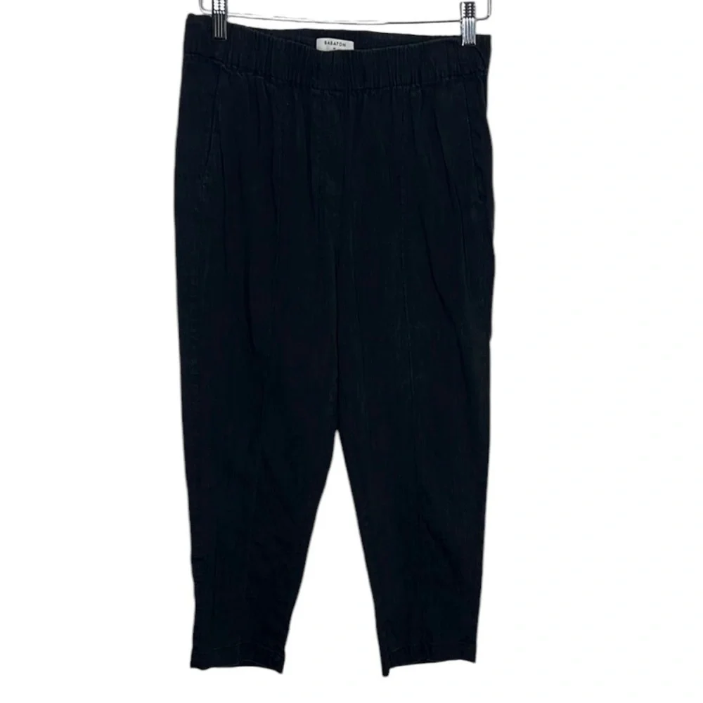 Aritzia Babaton Errol Black Linen Tapered Pants Women Size M